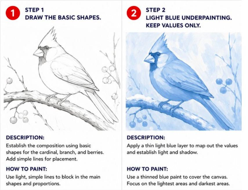 Red Cardinal – Acrylic Painting Workshop | Oct 11, 2026 – Sunday